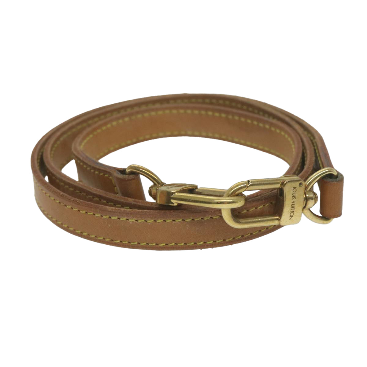 LOUIS VUITTON Shoulder Strap Leather 35.8"" Beige LV Auth 65123