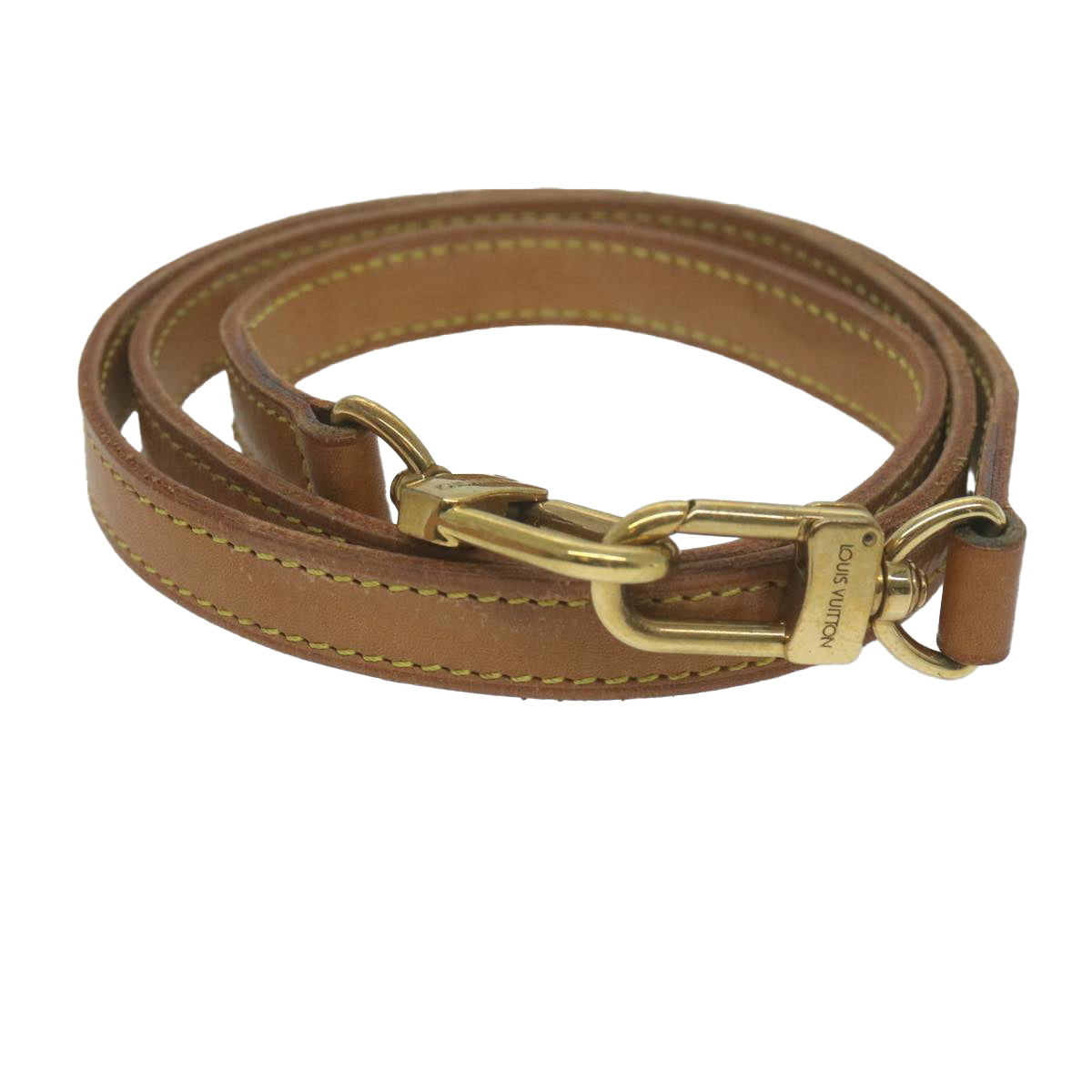 LOUIS VUITTON Shoulder Strap Leather 35.8"" Beige LV Auth 65123
