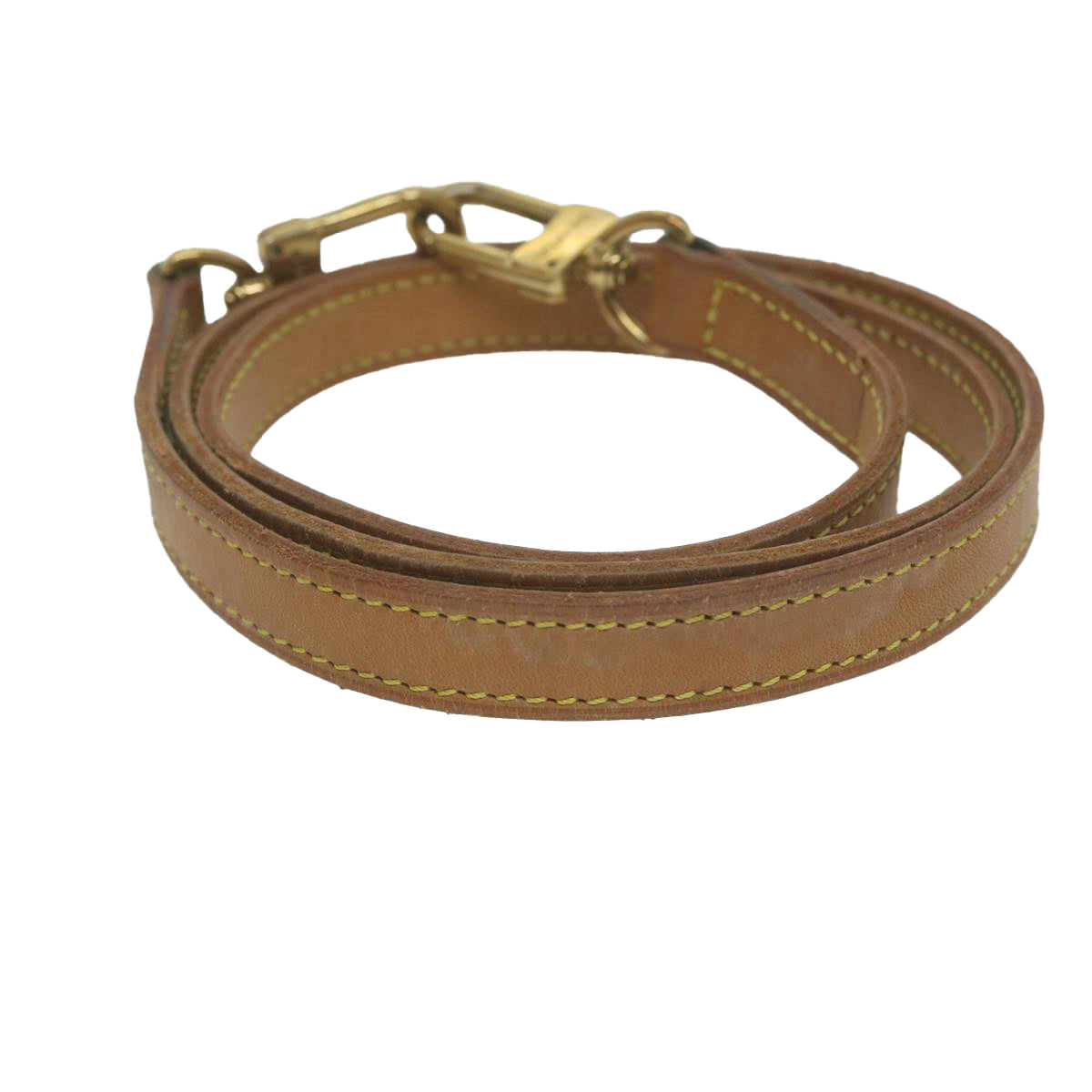LOUIS VUITTON Shoulder Strap Leather 35.8"" Beige LV Auth 65123