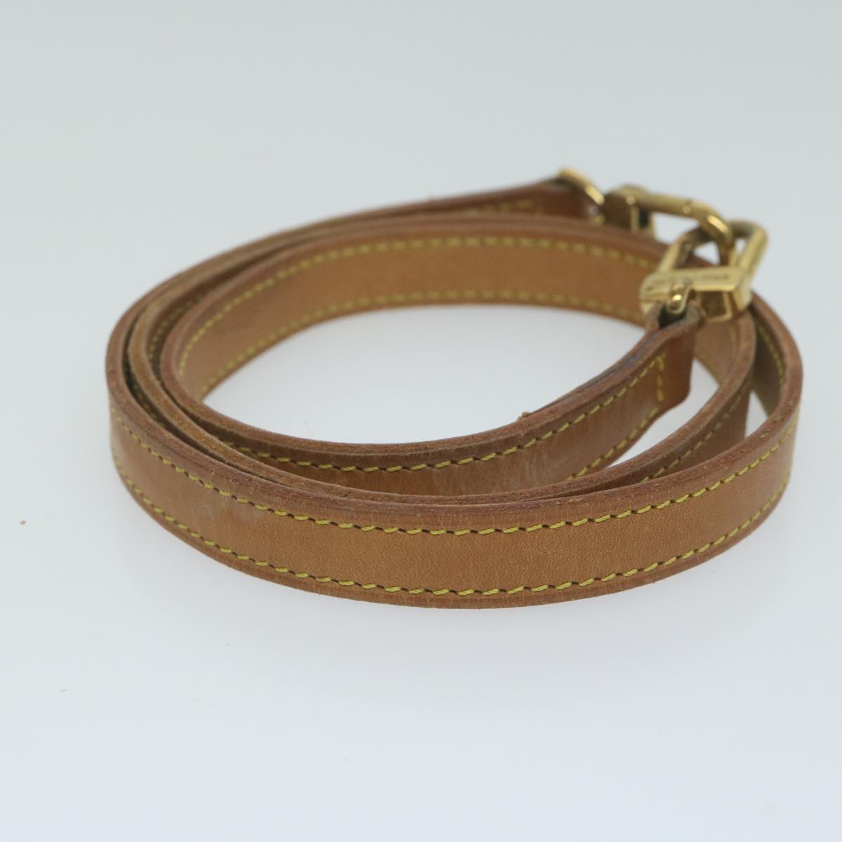 LOUIS VUITTON Shoulder Strap Leather 35.8"" Beige LV Auth 65123