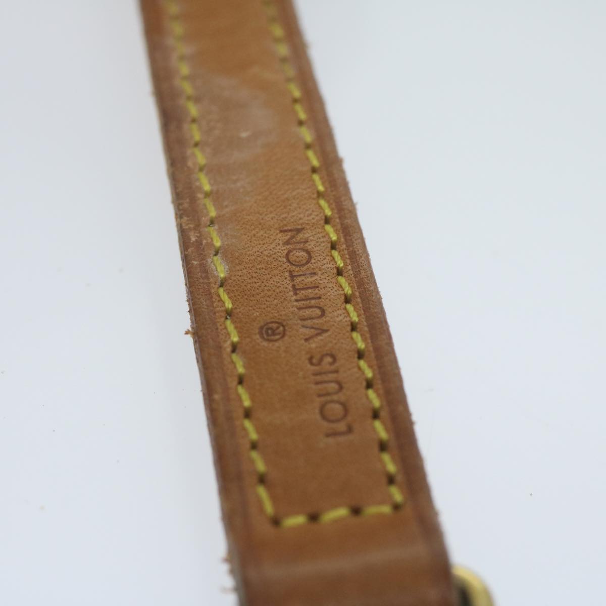 LOUIS VUITTON Shoulder Strap Leather 35.8"" Beige LV Auth 65123