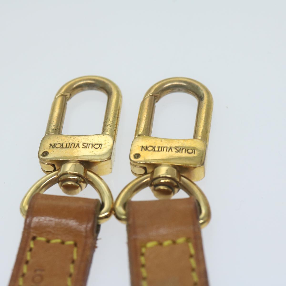 LOUIS VUITTON Shoulder Strap Leather 35.8"" Beige LV Auth 65123