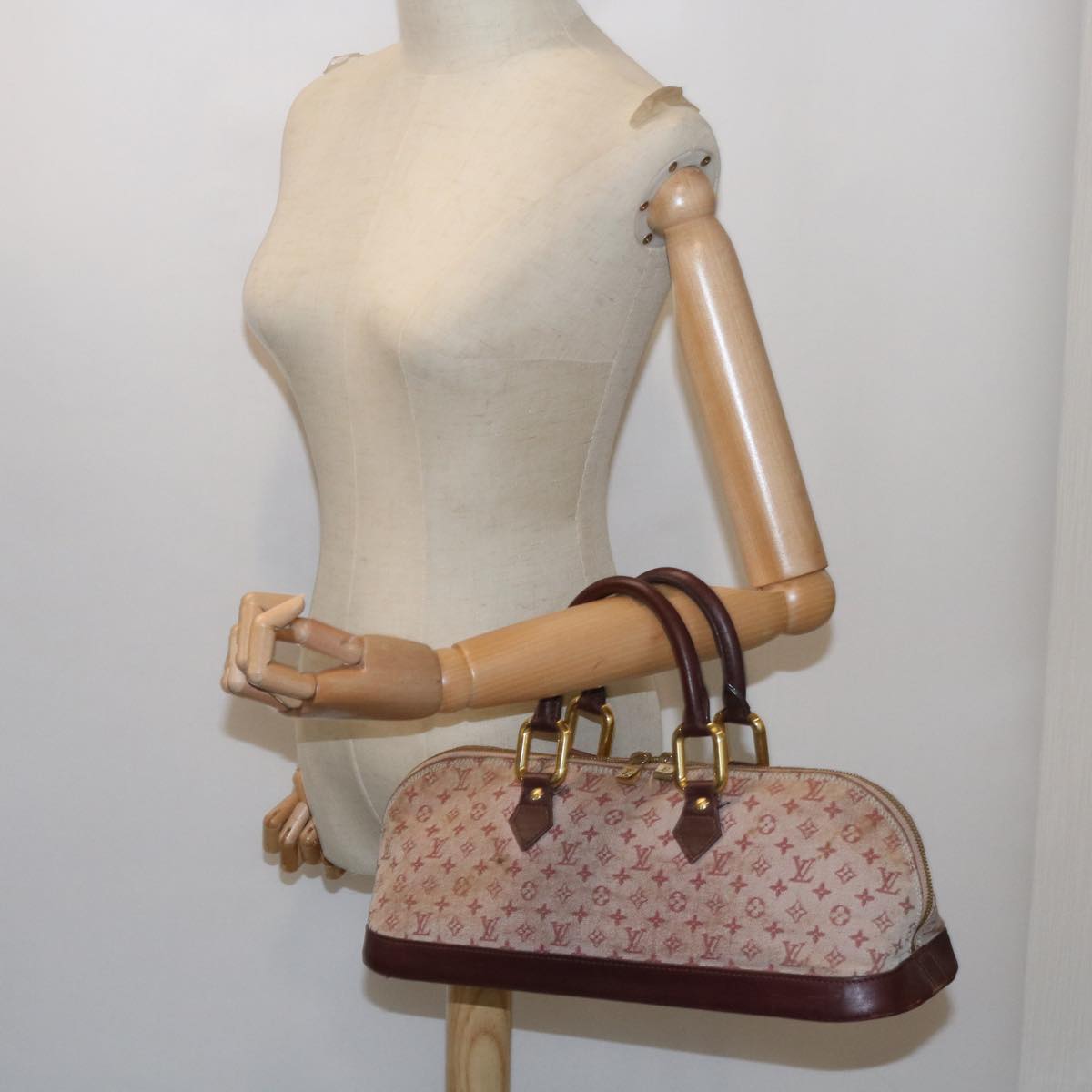 LOUIS VUITTON Monogram Mini Alma Ron Hand Bag Red M92207 LV Auth 65126