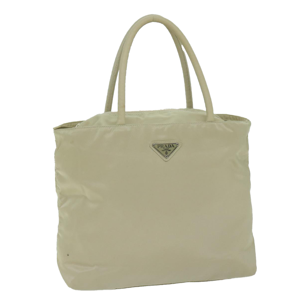 PRADA Tote Bag Nylon Cream Auth 65170