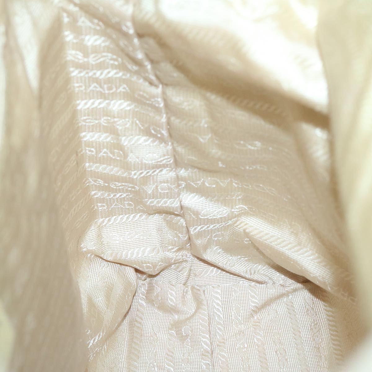PRADA Tote Bag Nylon Cream Auth 65170