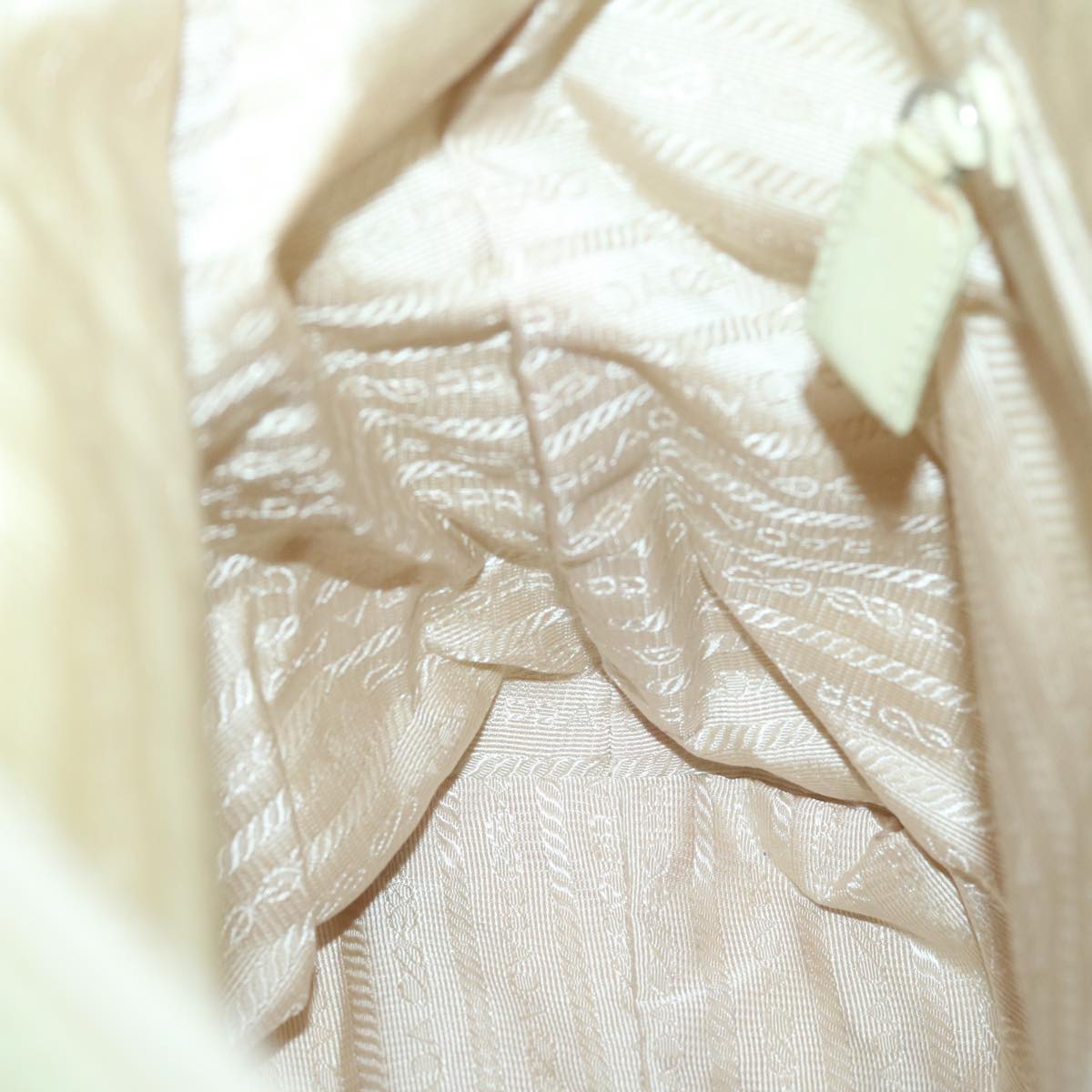 PRADA Tote Bag Nylon Cream Auth 65170
