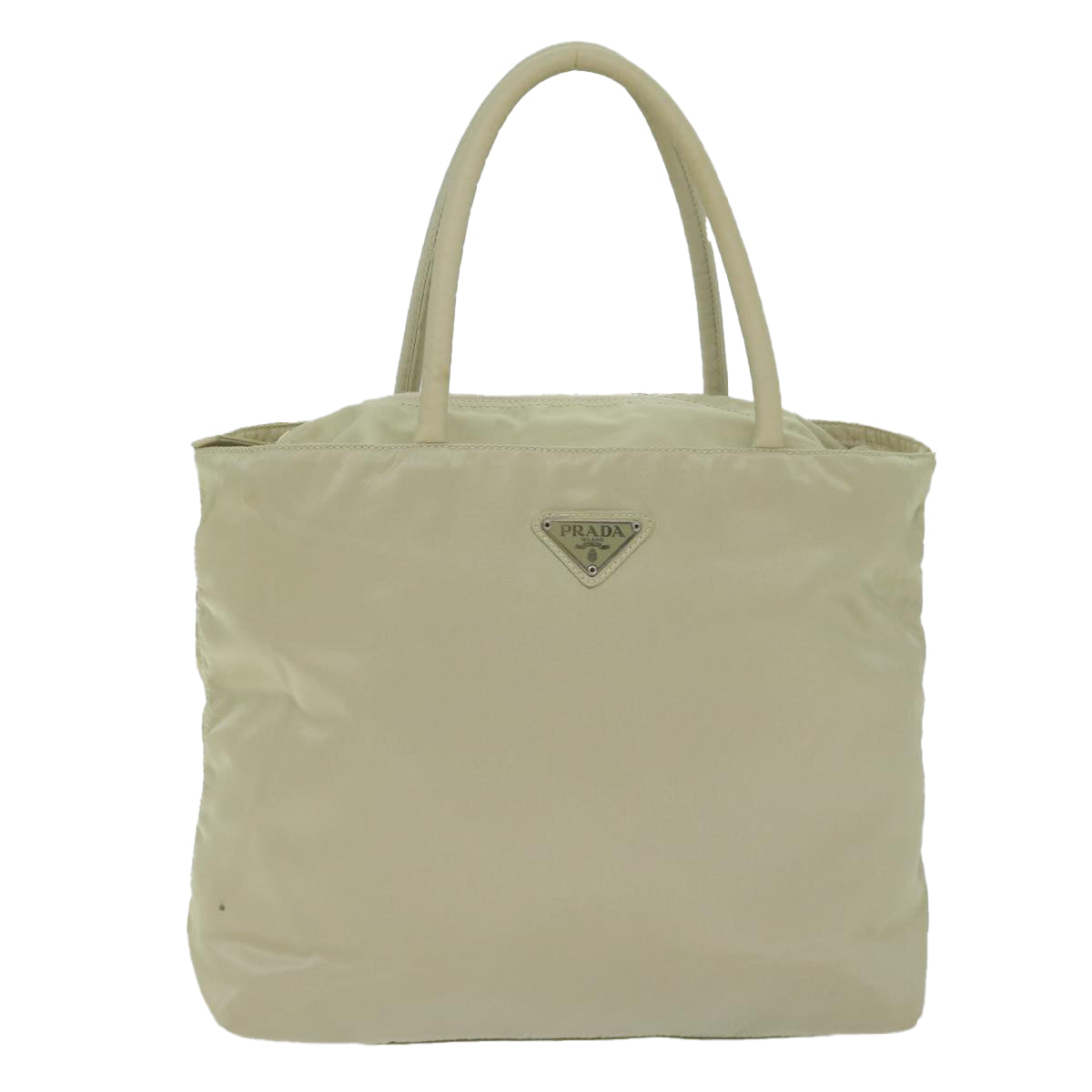 PRADA Tote Bag Nylon Cream Auth 65170