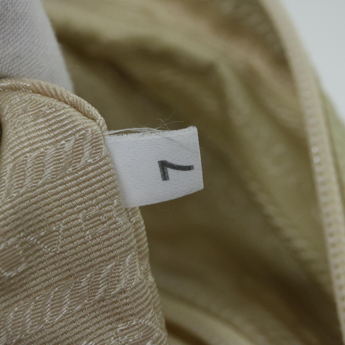 PRADA Tote Bag Nylon Cream Auth 65170