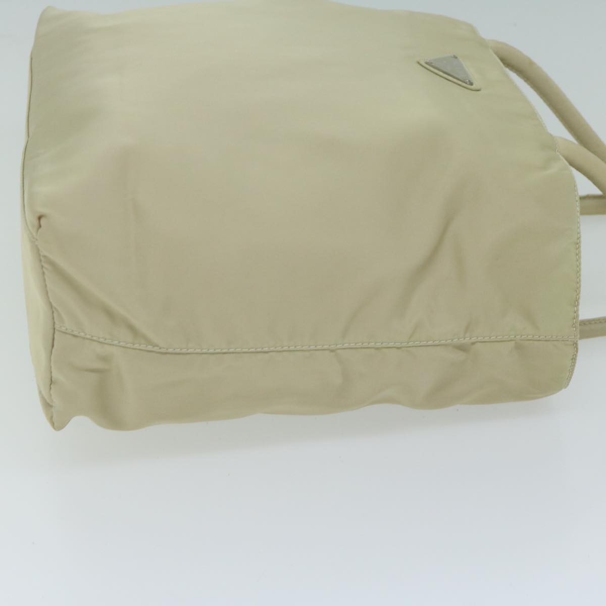 PRADA Tote Bag Nylon Cream Auth 65170
