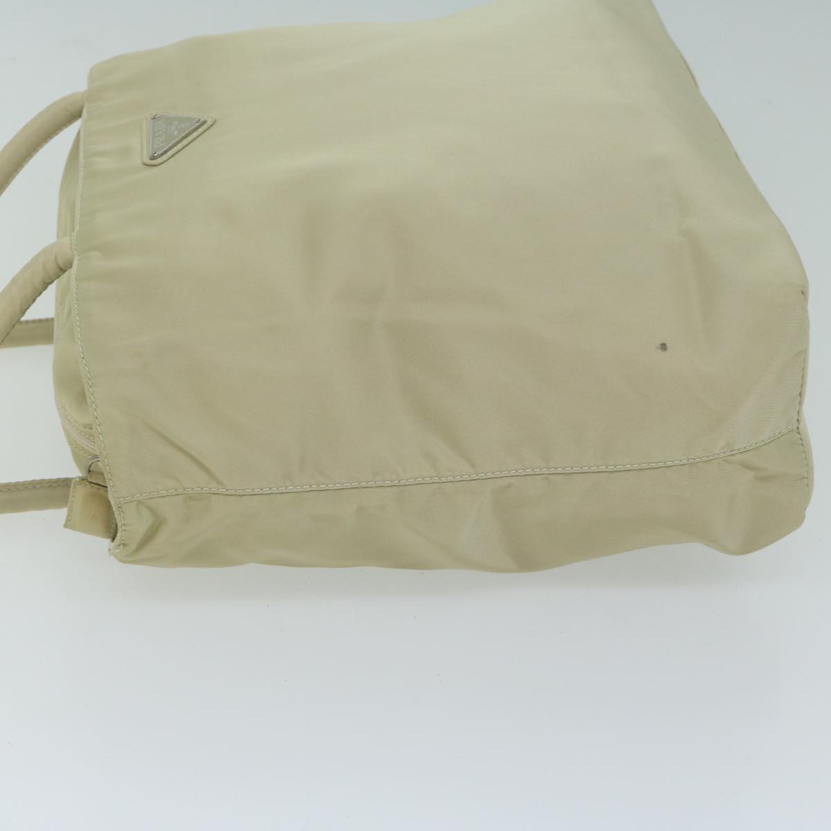 PRADA Tote Bag Nylon Cream Auth 65170