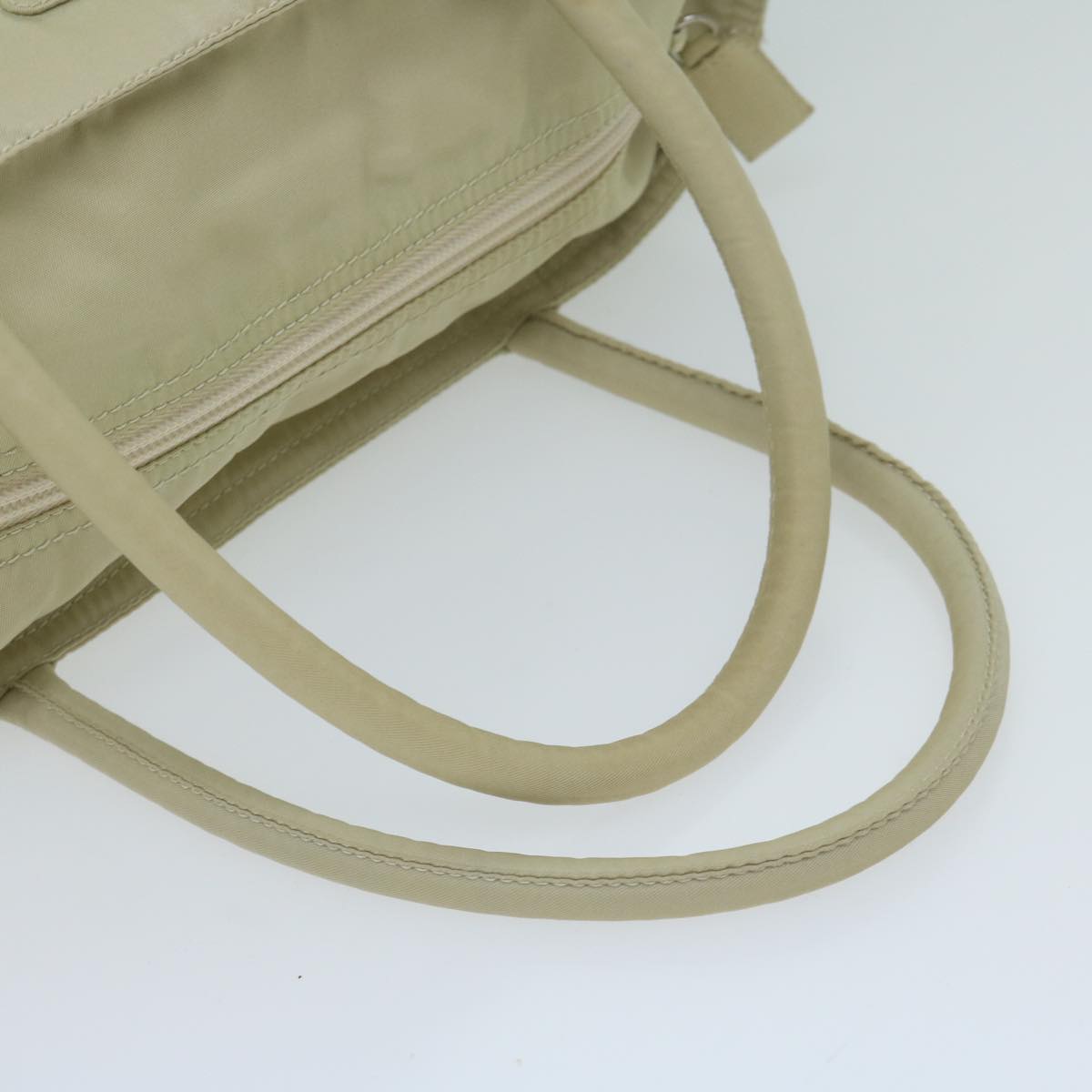 PRADA Tote Bag Nylon Cream Auth 65170