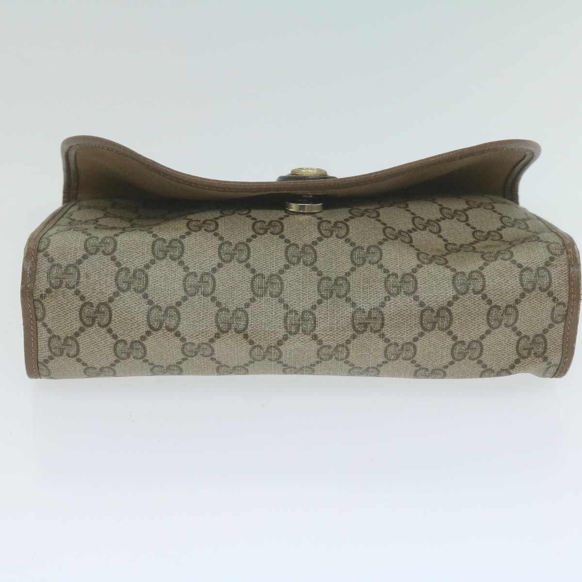 GUCCI GG Supreme Web Sherry Line Clutch Bag PVC Beige 89 01 030 Auth 65174