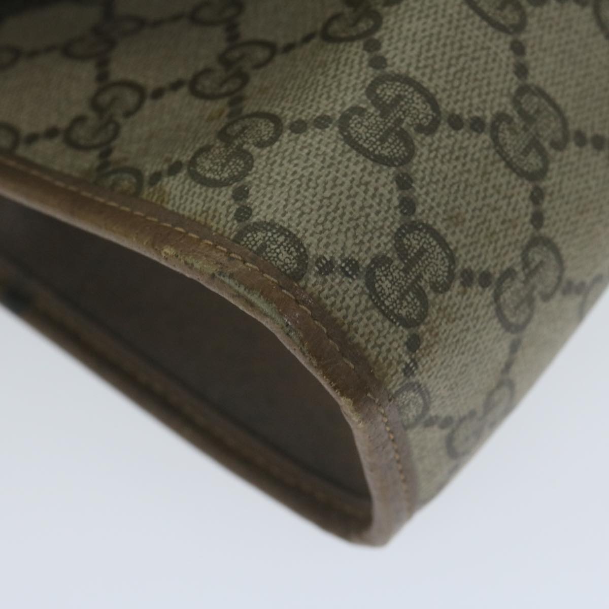 GUCCI GG Supreme Web Sherry Line Clutch Bag PVC Beige 89 01 030 Auth 65174