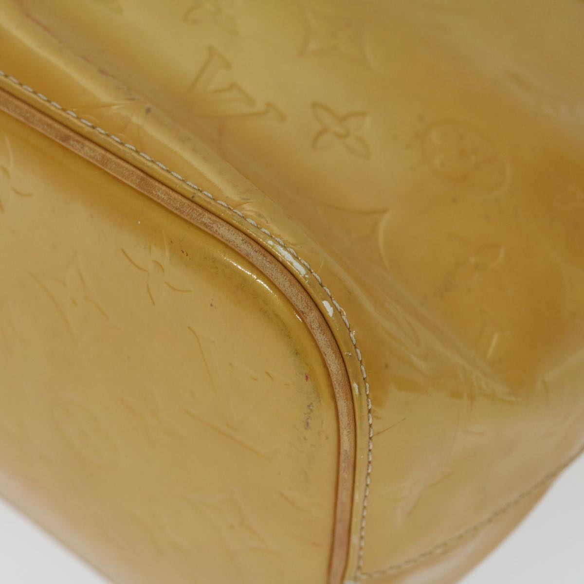 LOUIS VUITTON Monogram Vernis Houston Hand Bag Beige M91004 LV Auth 65193
