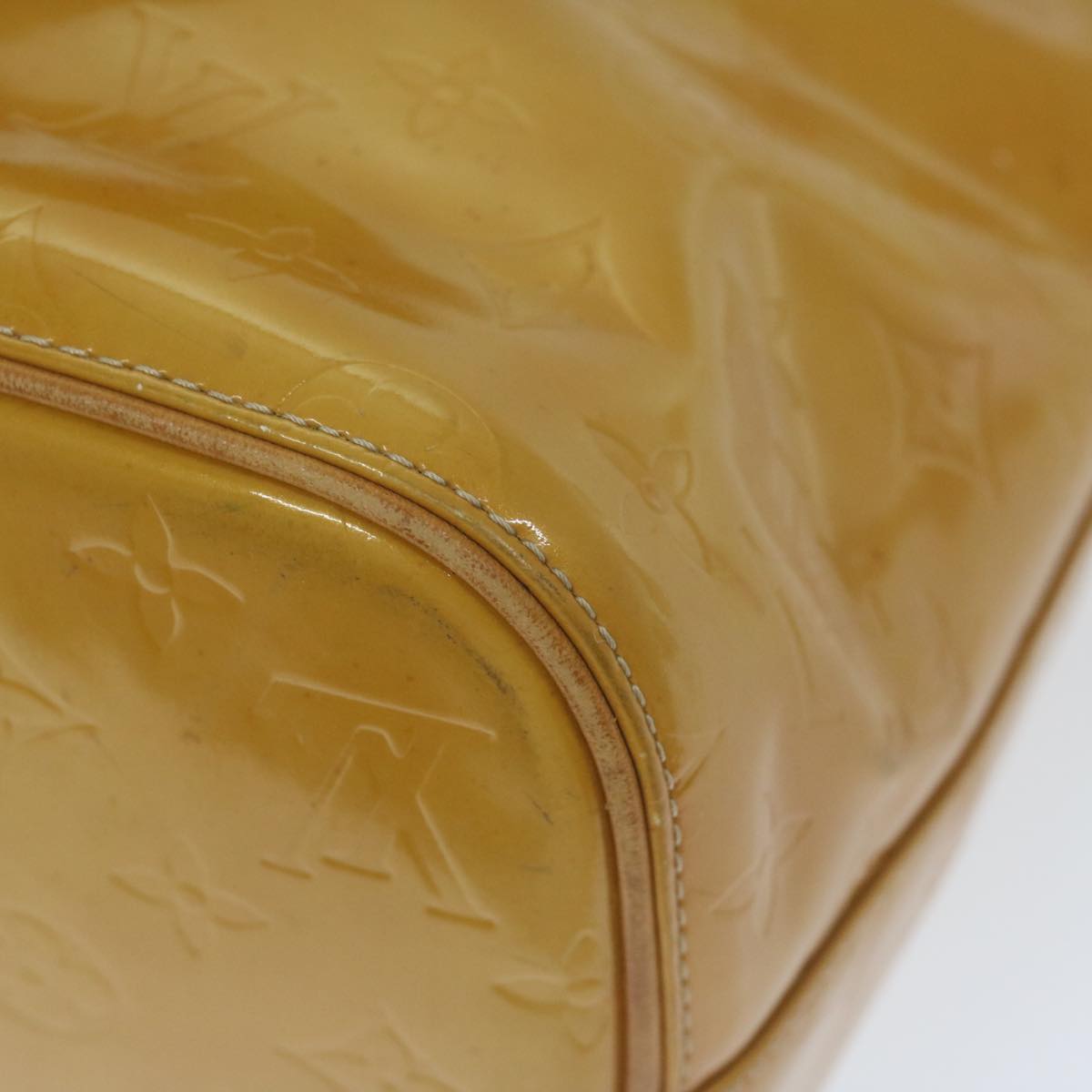 LOUIS VUITTON Monogram Vernis Houston Hand Bag Beige M91004 LV Auth 65193