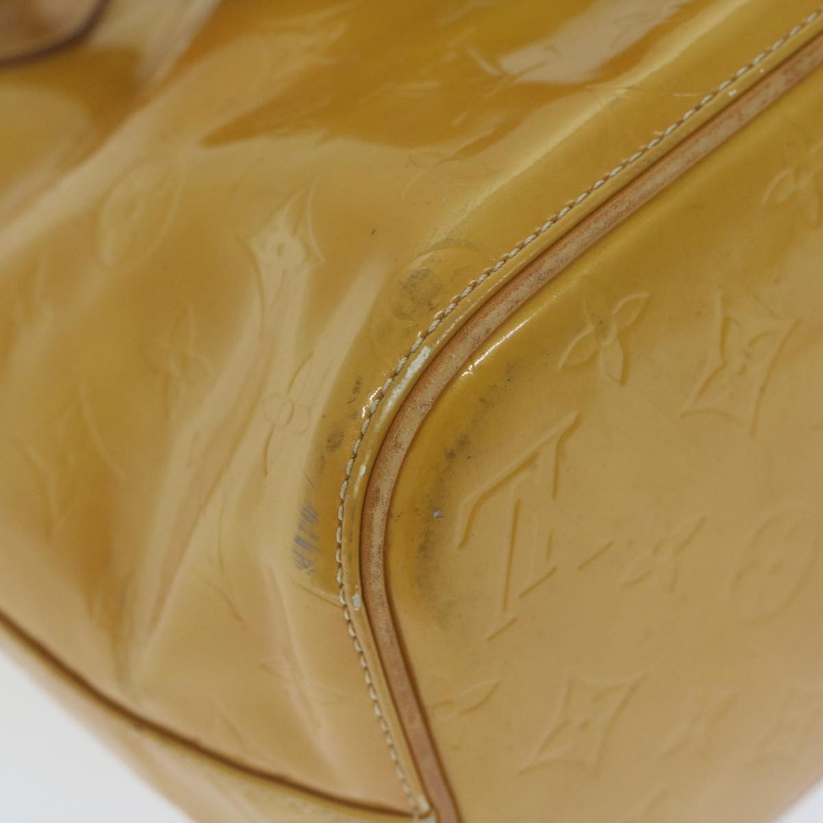 LOUIS VUITTON Monogram Vernis Houston Hand Bag Beige M91004 LV Auth 65193