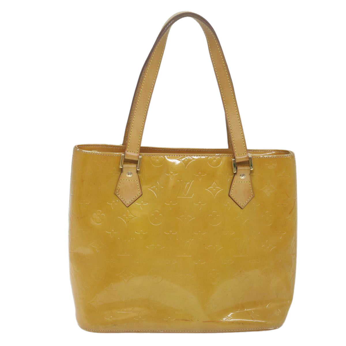 LOUIS VUITTON Monogram Vernis Houston Hand Bag Beige M91004 LV Auth 65193