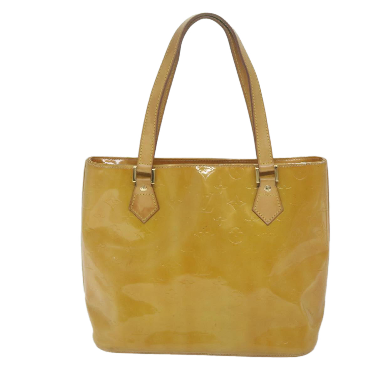LOUIS VUITTON Monogram Vernis Houston Hand Bag Beige M91004 LV Auth 65193