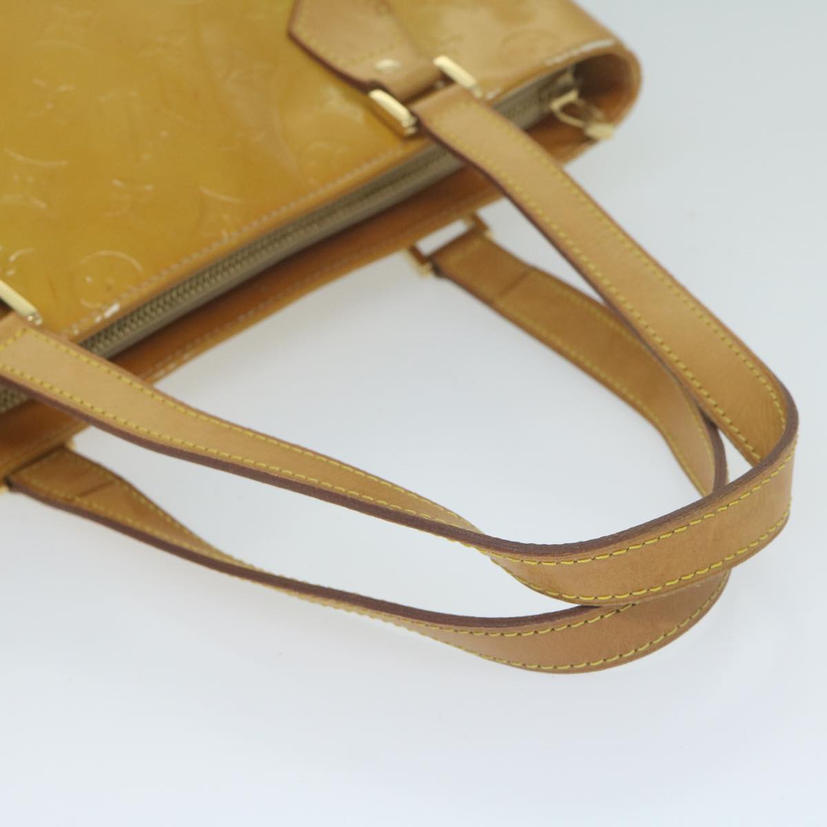 LOUIS VUITTON Monogram Vernis Houston Hand Bag Beige M91004 LV Auth 65193