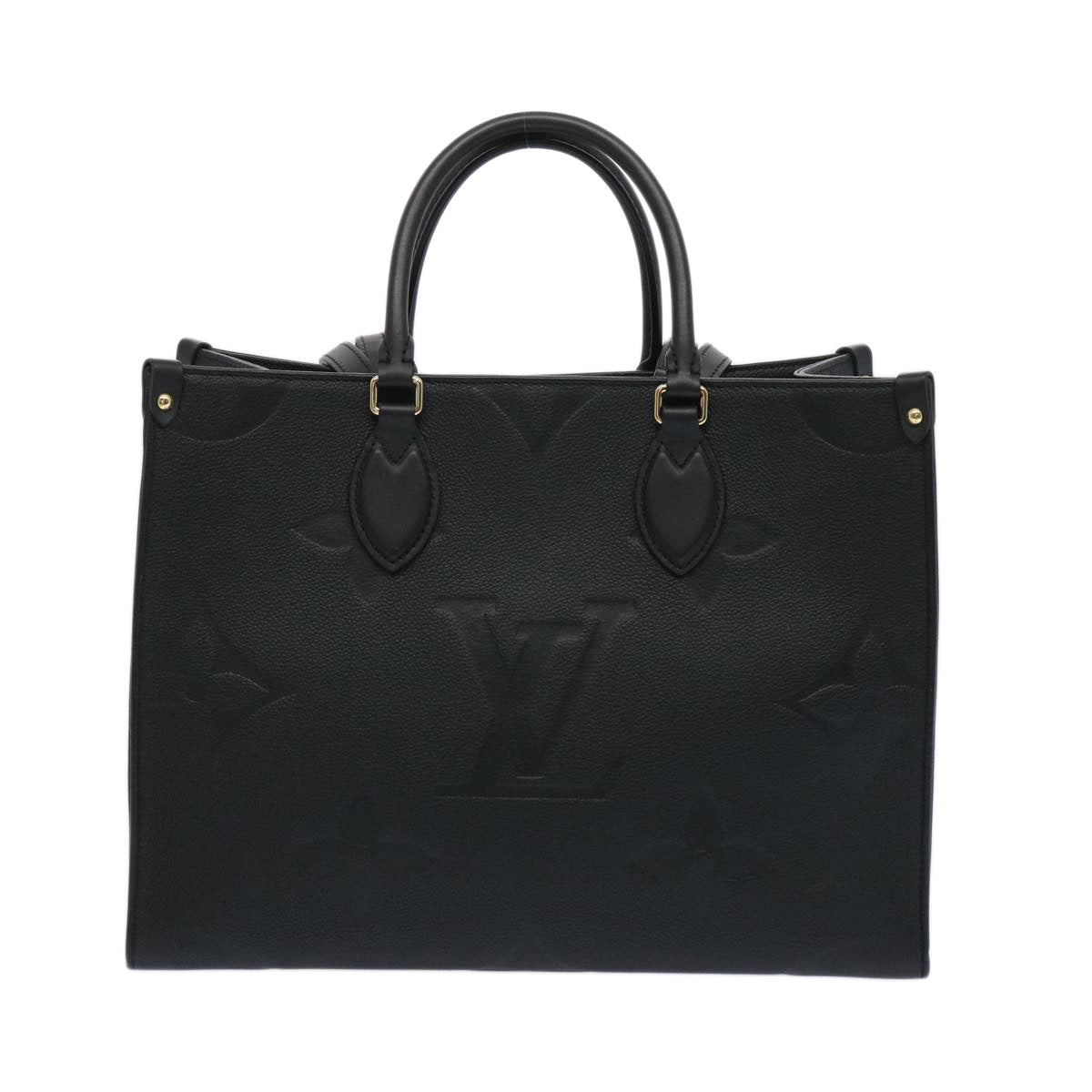 LOUIS VUITTON Monogram Empreinte On the Go MM Tote Bag Black M45595 Auth 65247SA