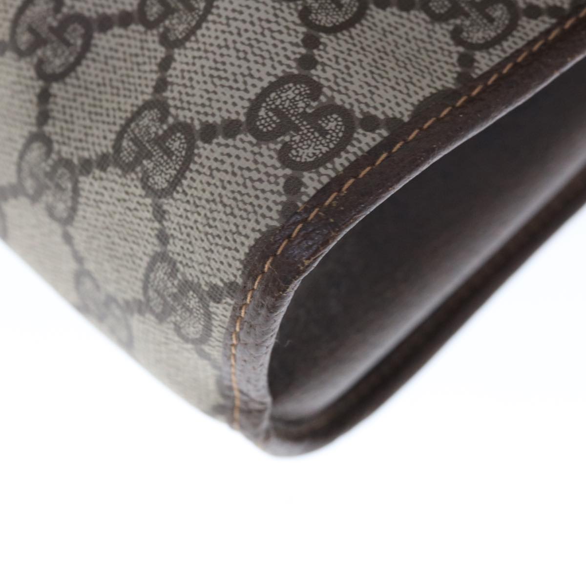 GUCCI GG Supreme Web Sherry Line Clutch Bag PVC Beige Red 156 01 031 Auth 65626