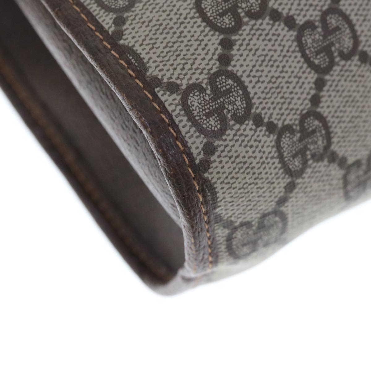 GUCCI GG Supreme Web Sherry Line Clutch Bag PVC Beige Red 156 01 031 Auth 65626