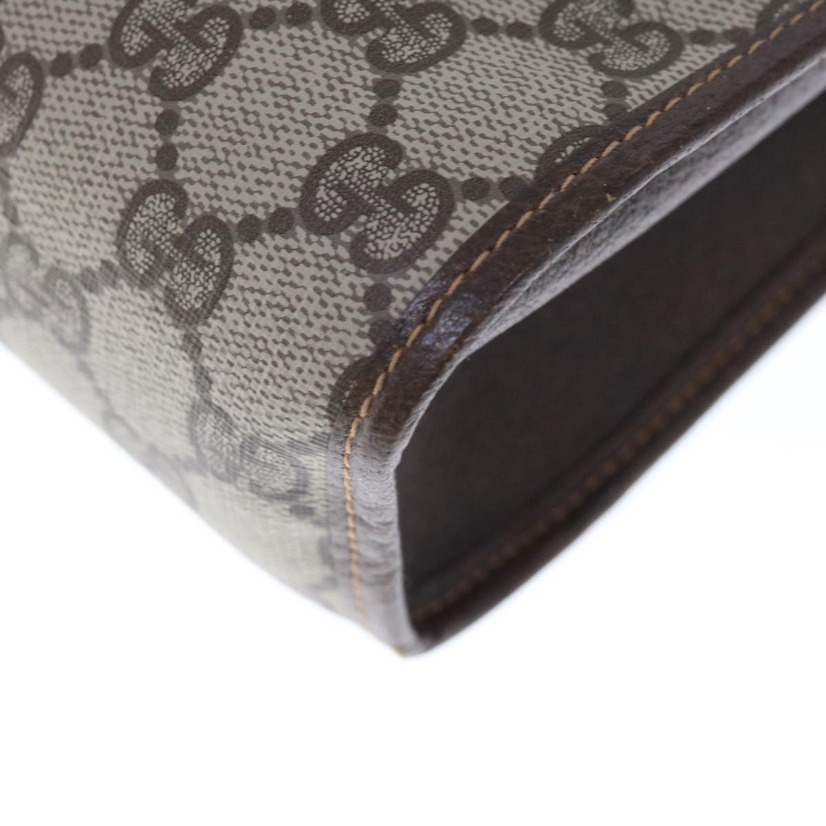 GUCCI GG Supreme Web Sherry Line Clutch Bag PVC Beige Red 156 01 031 Auth 65626