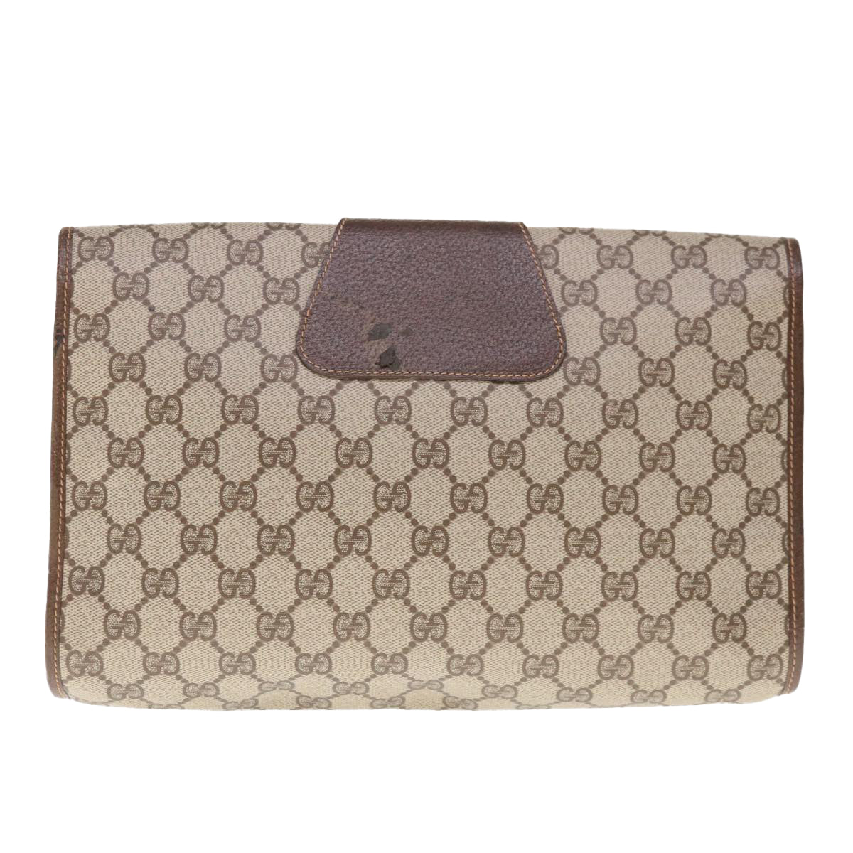 GUCCI GG Supreme Web Sherry Line Clutch Bag PVC Beige Red 156 01 031 Auth 65626
