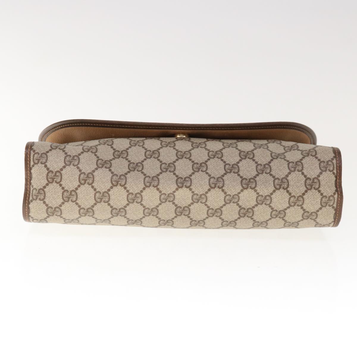 GUCCI GG Supreme Web Sherry Line Clutch Bag PVC Beige Red 156 01 031 Auth 65626
