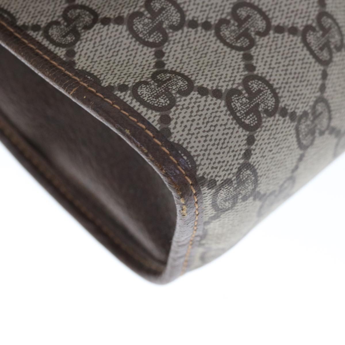 GUCCI GG Supreme Web Sherry Line Clutch Bag PVC Beige Red 156 01 031 Auth 65626