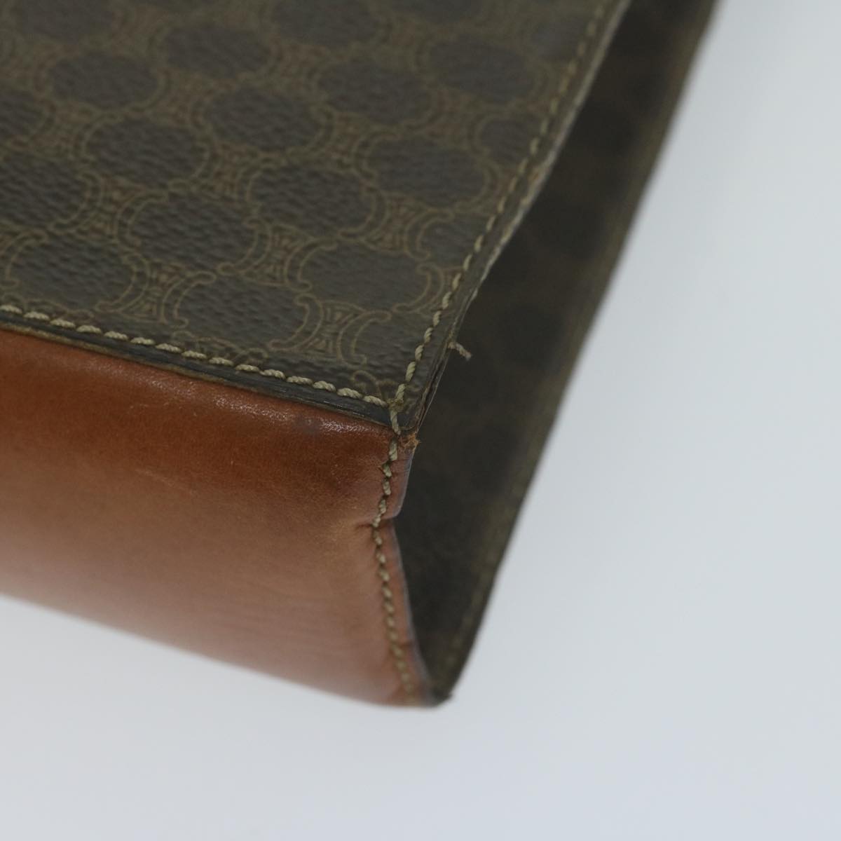 CELINE Macadam Canvas Shoulder Bag PVC Leather Brown Auth 65644