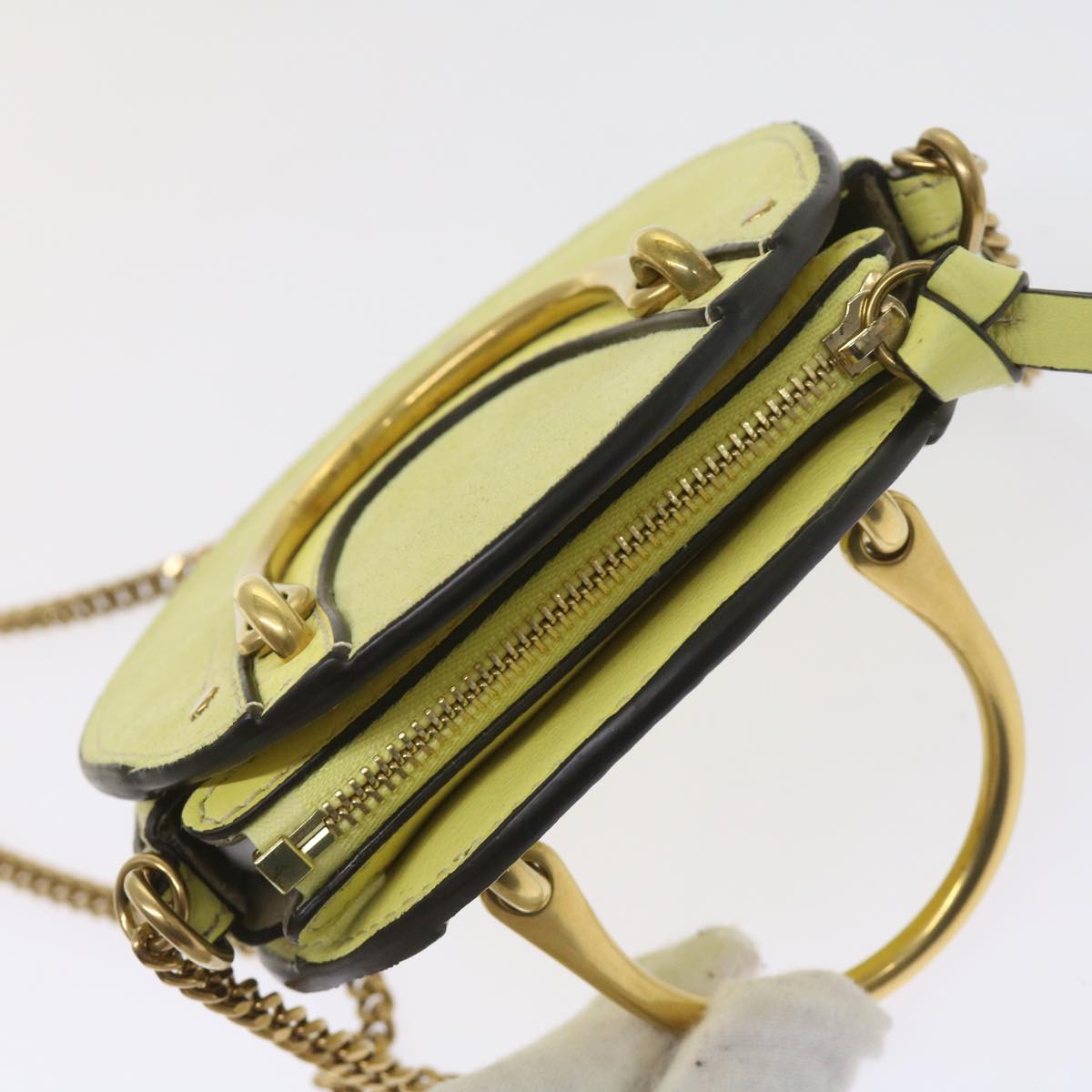 Chloe Pixy Hand Bag Suede Leather 2way Yellow Auth 65664V