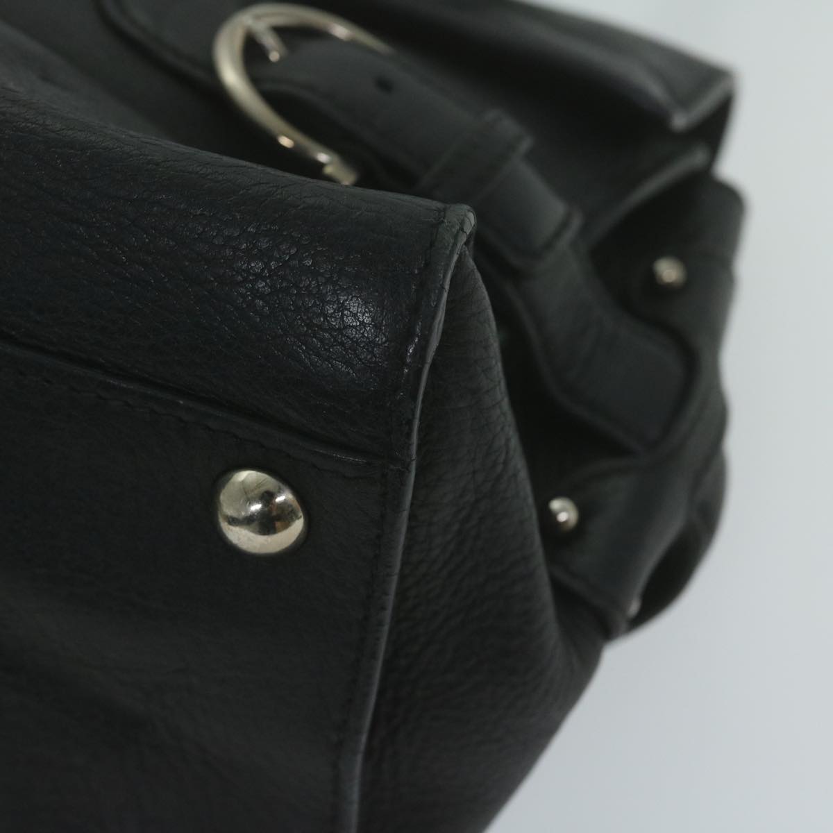Salvatore Ferragamo Gancini Shoulder Bag Leather Black Auth 65855