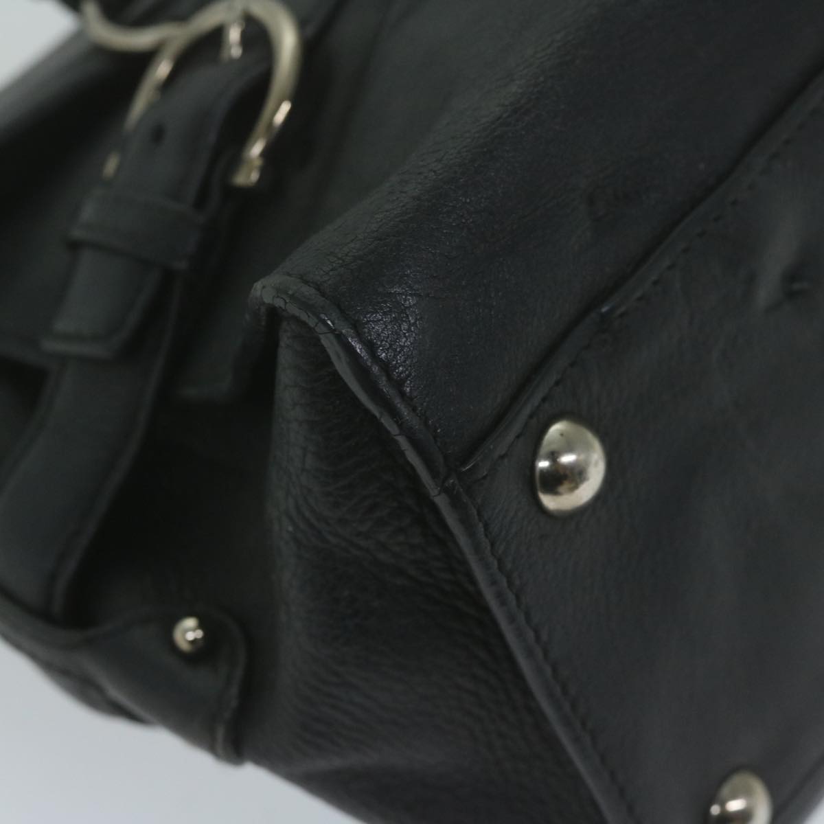 Salvatore Ferragamo Gancini Shoulder Bag Leather Black Auth 65855