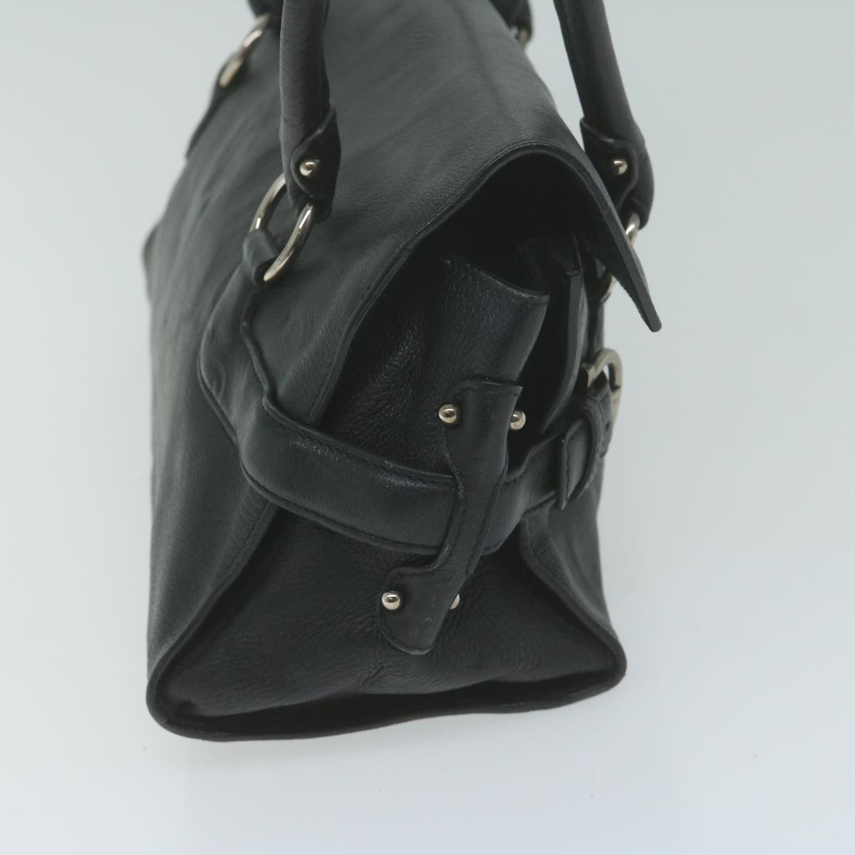 Salvatore Ferragamo Gancini Shoulder Bag Leather Black Auth 65855