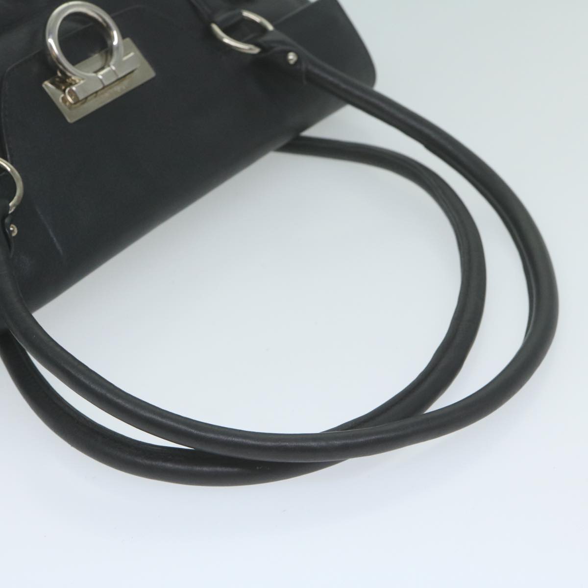 Salvatore Ferragamo Gancini Shoulder Bag Leather Black Auth 65855