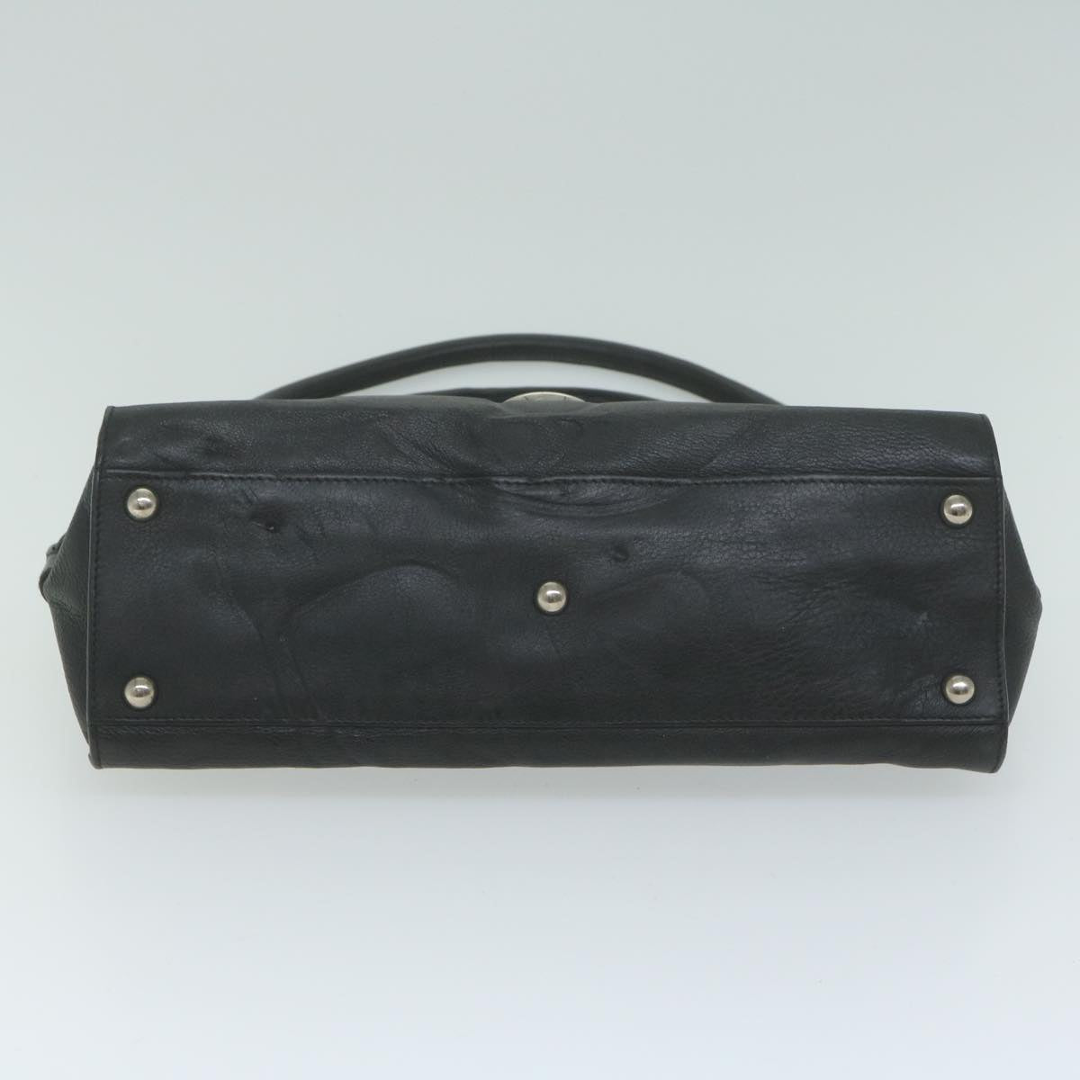 Salvatore Ferragamo Gancini Shoulder Bag Leather Black Auth 65855