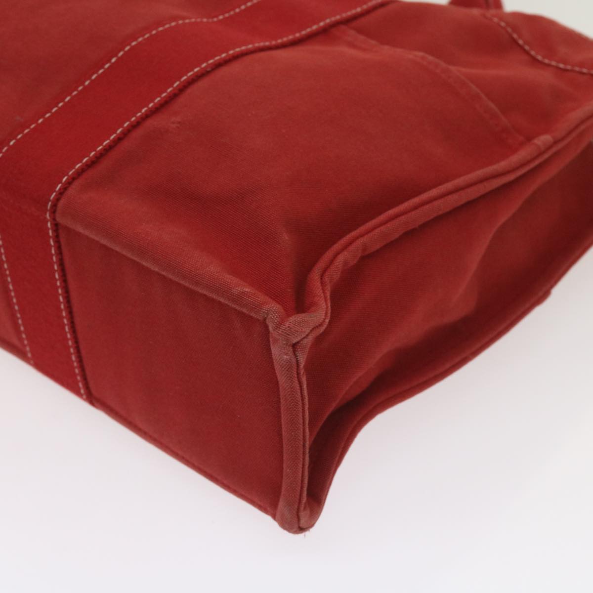HERMES Deauville MM Tote Bag Canvas Red Auth 65875