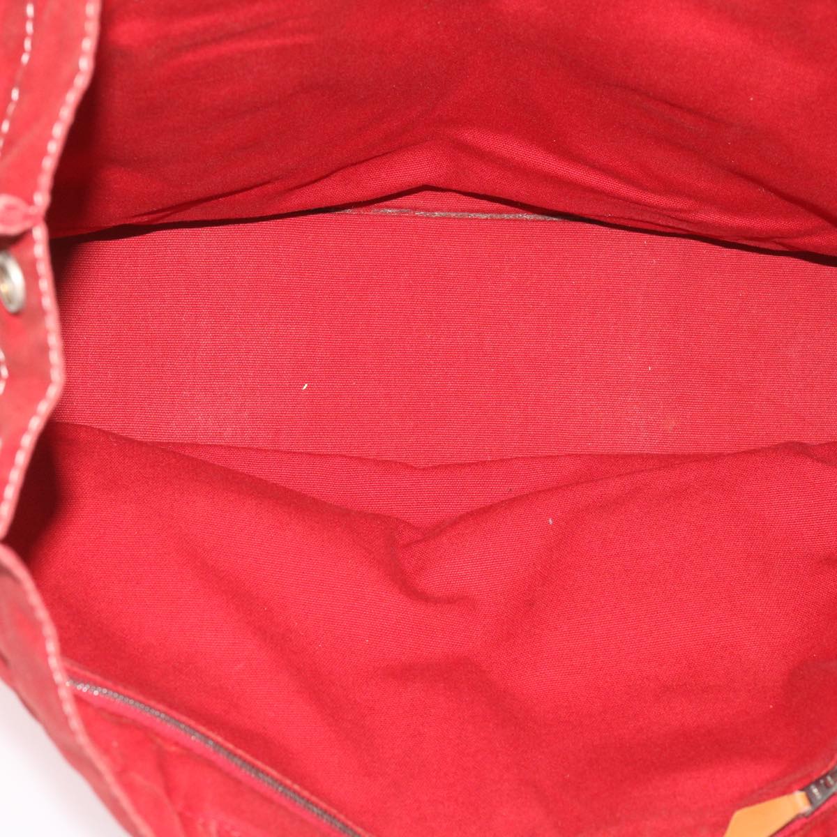 HERMES Deauville MM Tote Bag Canvas Red Auth 65875