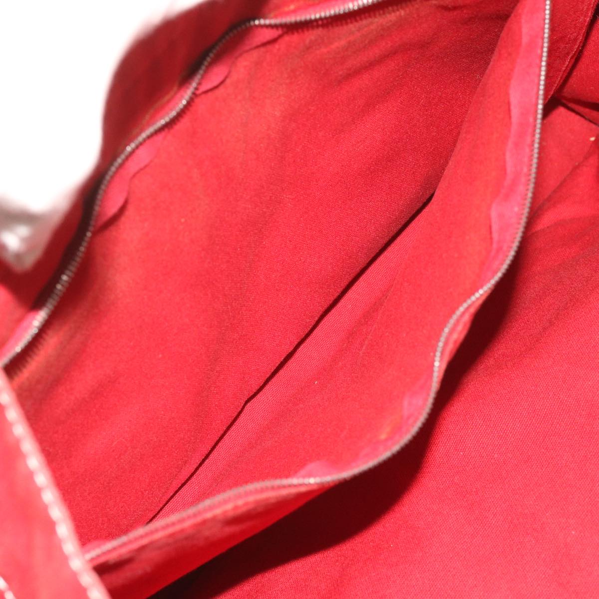 HERMES Deauville MM Tote Bag Canvas Red Auth 65875