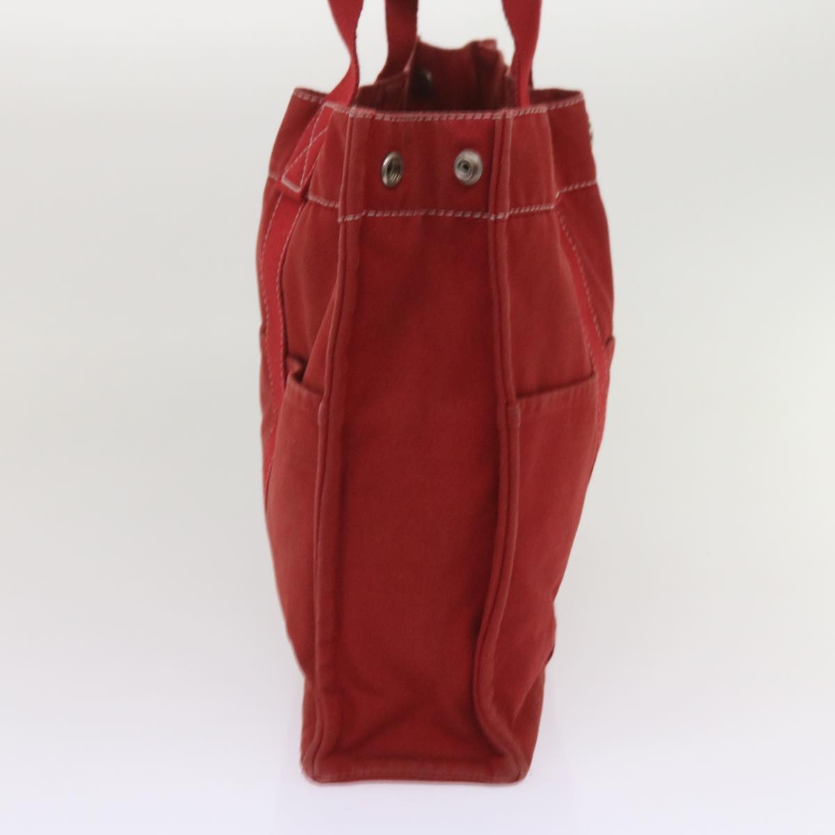 HERMES Deauville MM Tote Bag Canvas Red Auth 65875