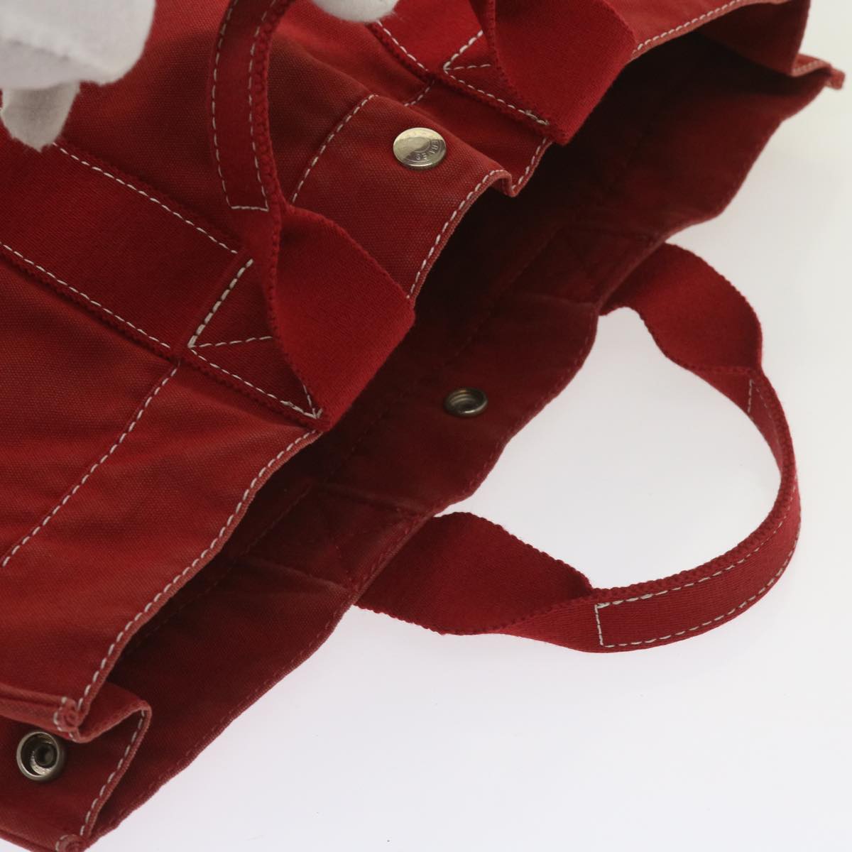 HERMES Deauville MM Tote Bag Canvas Red Auth 65875