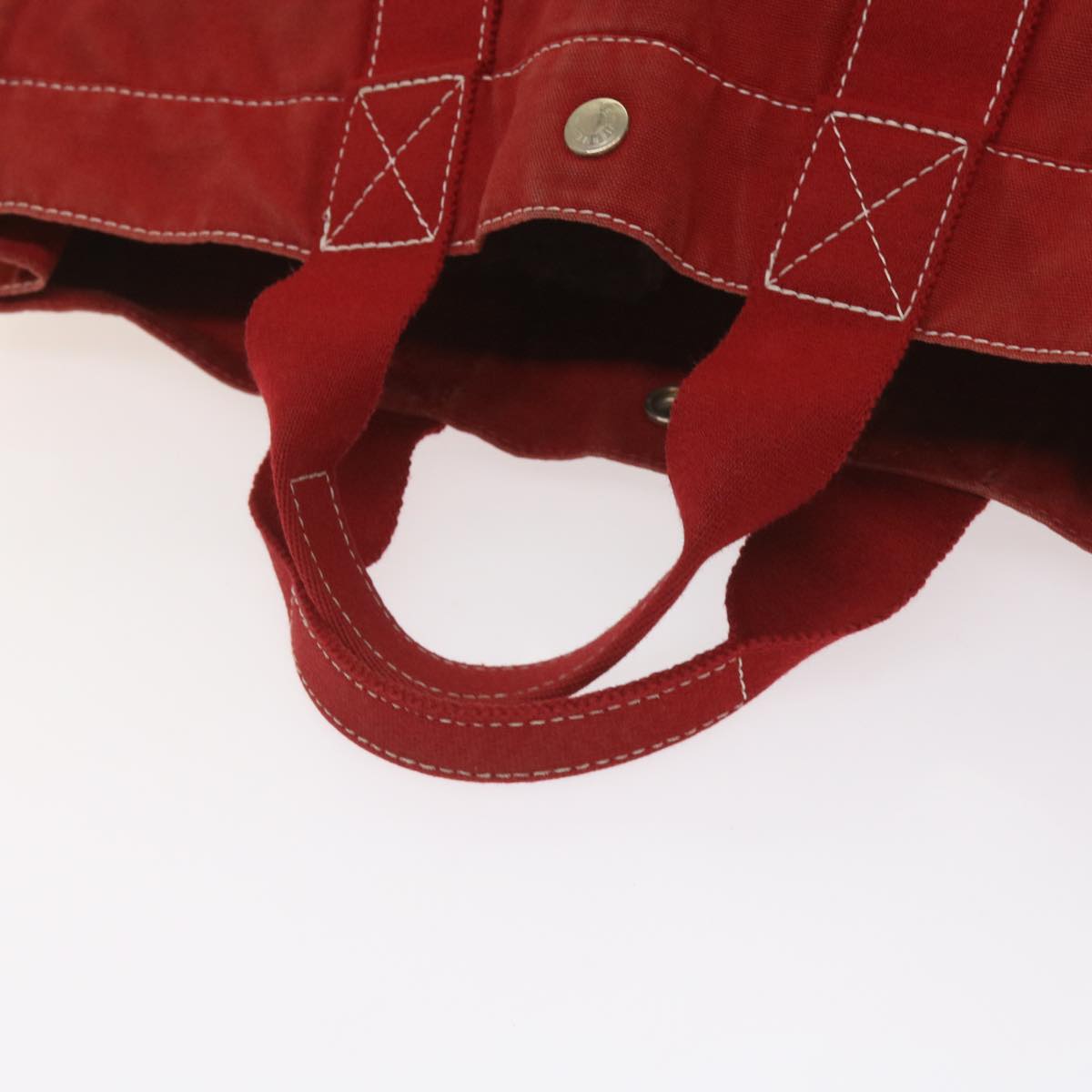 HERMES Deauville MM Tote Bag Canvas Red Auth 65875