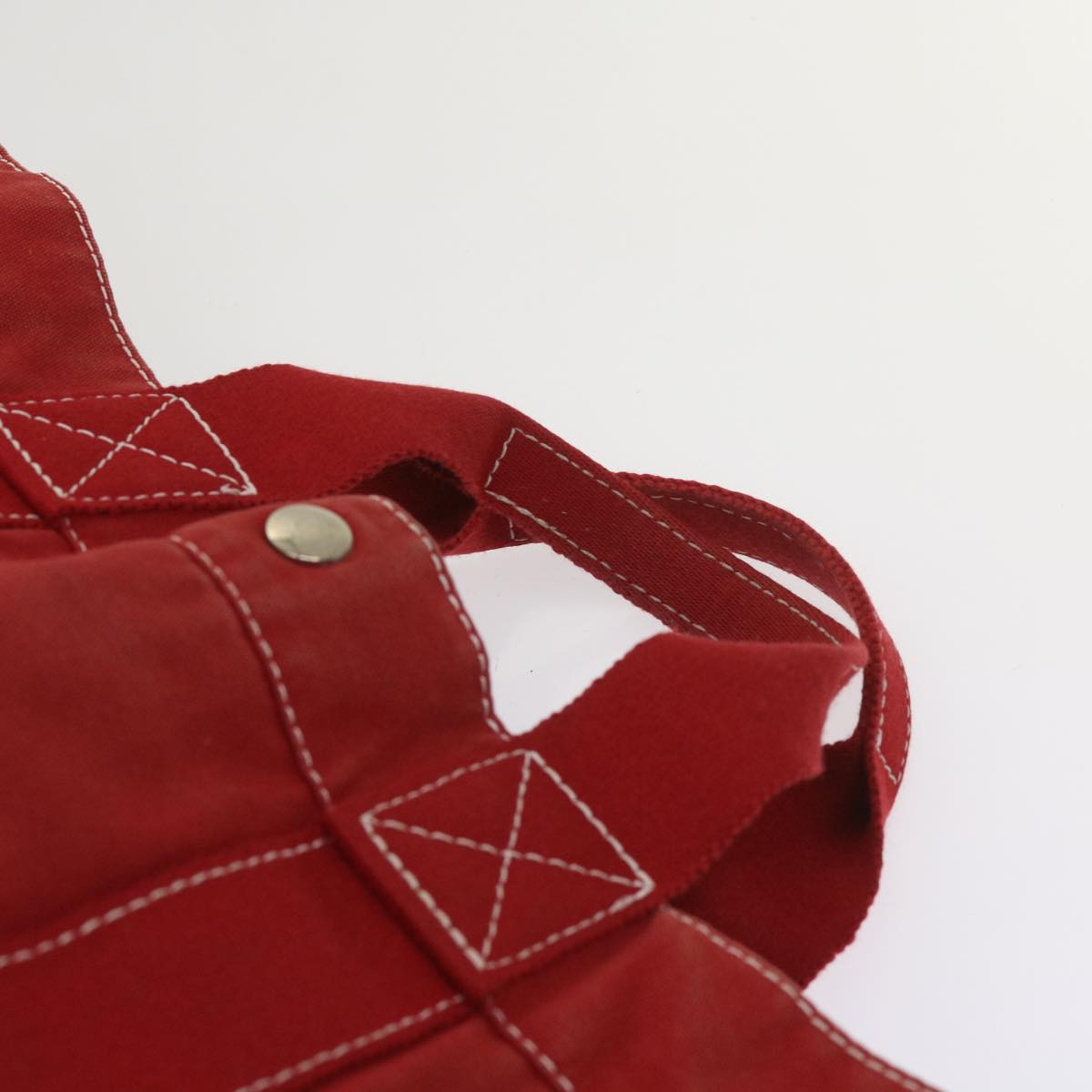 HERMES Deauville MM Tote Bag Canvas Red Auth 65875