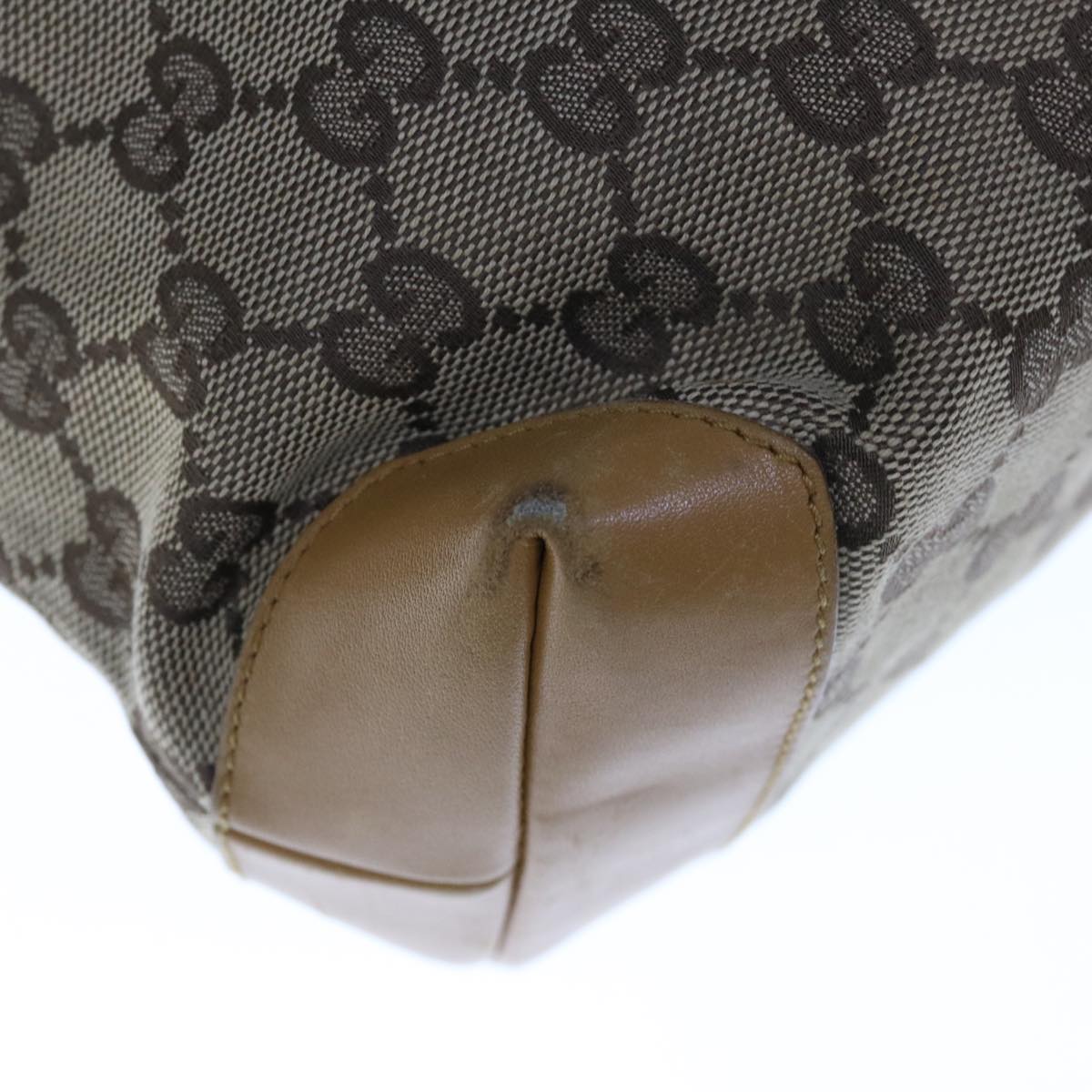 GUCCI GG Canvas Sherry Line Tote Bag Beige Orange 0190402 Auth 65970