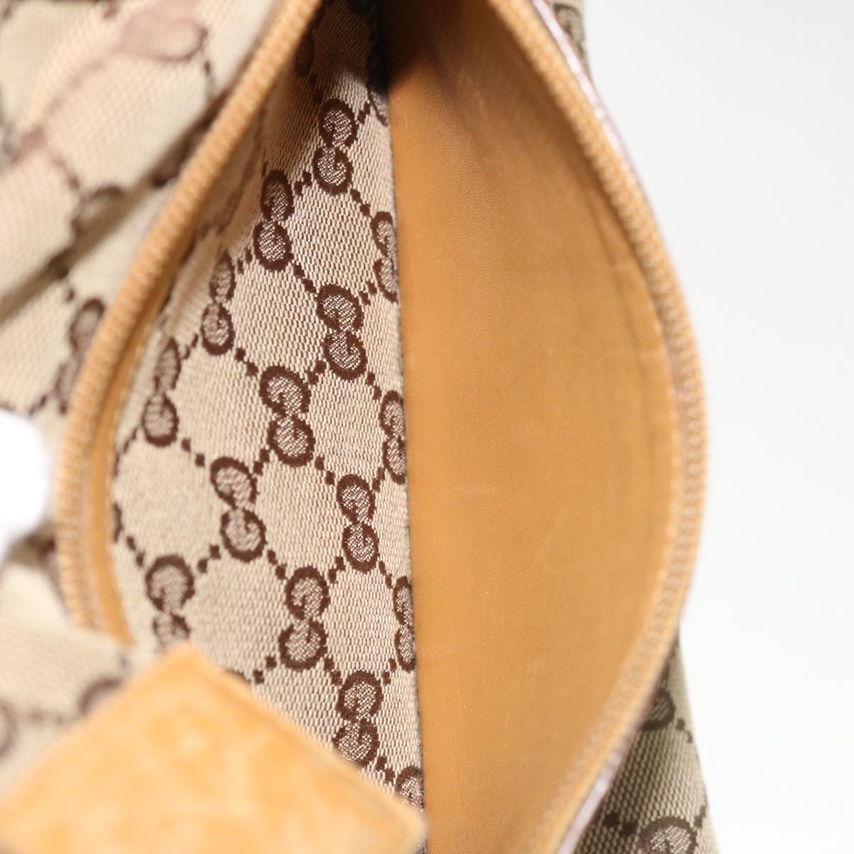 GUCCI GG Canvas Sherry Line Tote Bag Beige Orange 0190402 Auth 65970