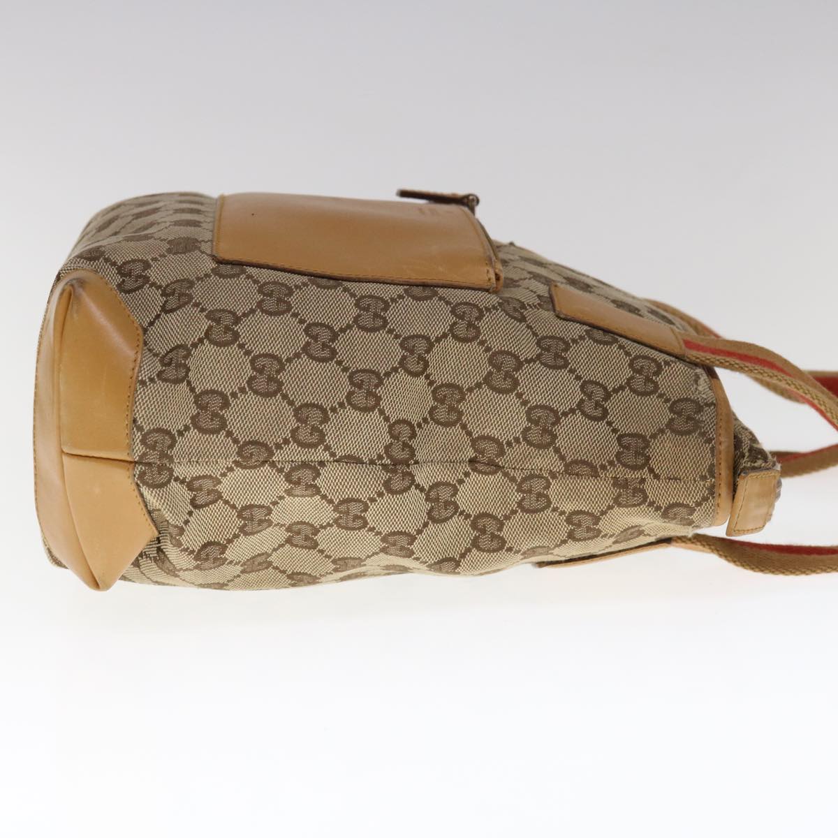 GUCCI GG Canvas Sherry Line Tote Bag Beige Orange 0190402 Auth 65970