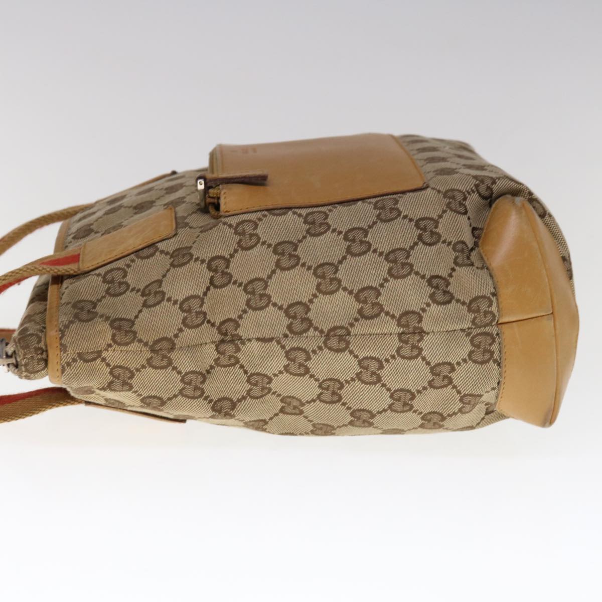 GUCCI GG Canvas Sherry Line Tote Bag Beige Orange 0190402 Auth 65970