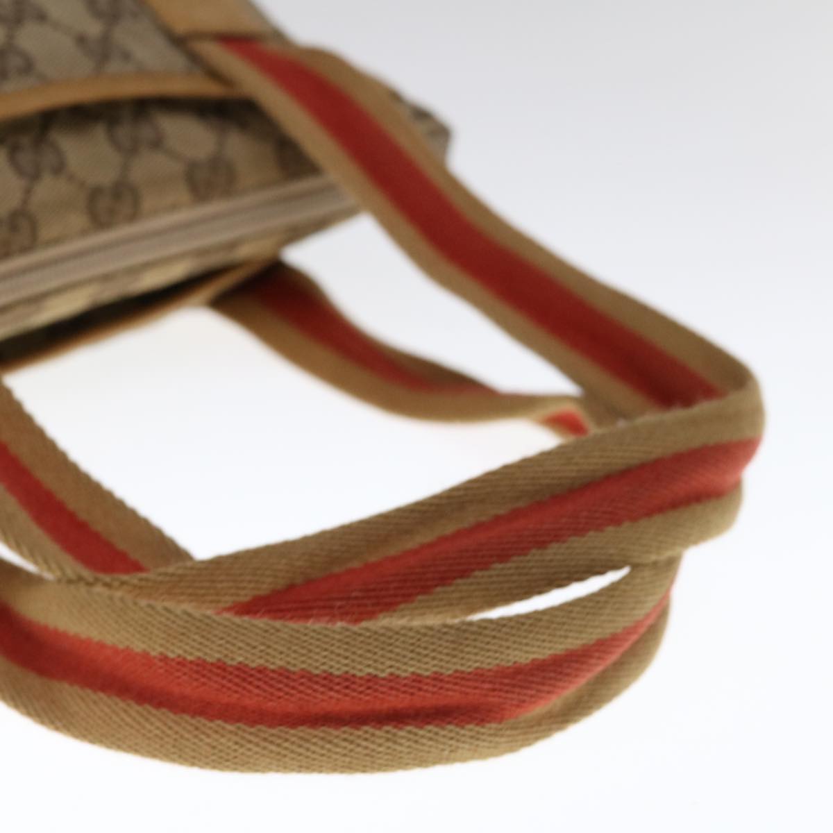 GUCCI GG Canvas Sherry Line Tote Bag Beige Orange 0190402 Auth 65970
