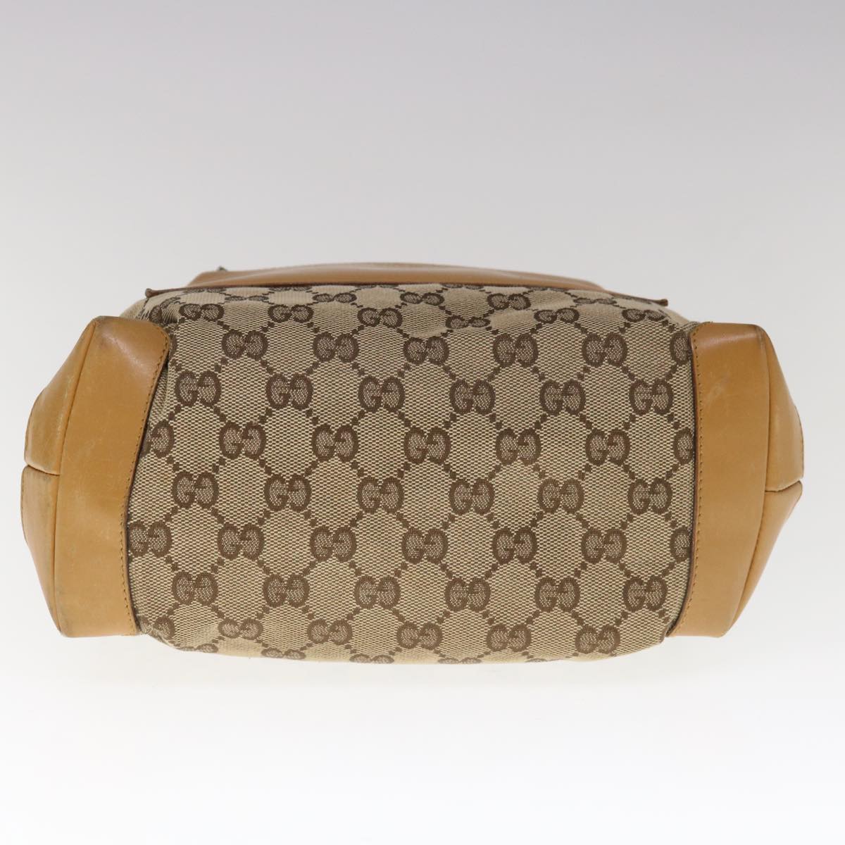 GUCCI GG Canvas Sherry Line Tote Bag Beige Orange 0190402 Auth 65970